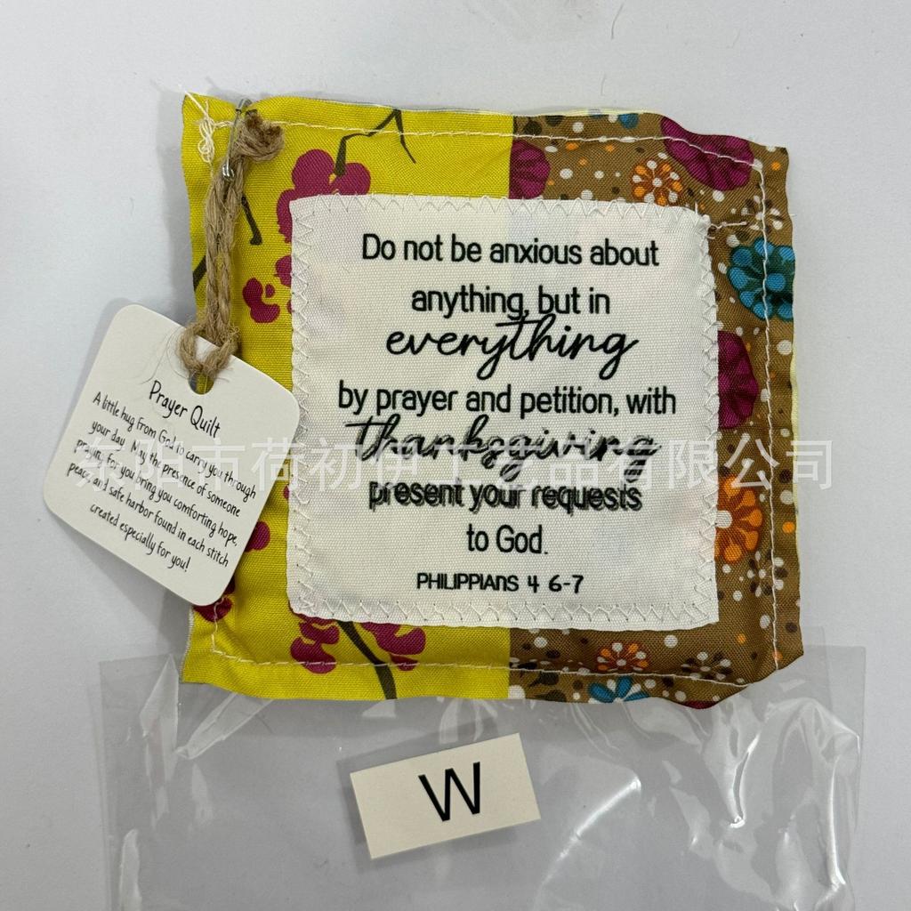 Nueva Bolsa de Tela Pequeña Creativa con Cruz y Palabras de Oración Colcha Colorida con Puntadas de Acolchado Colcha de Oración