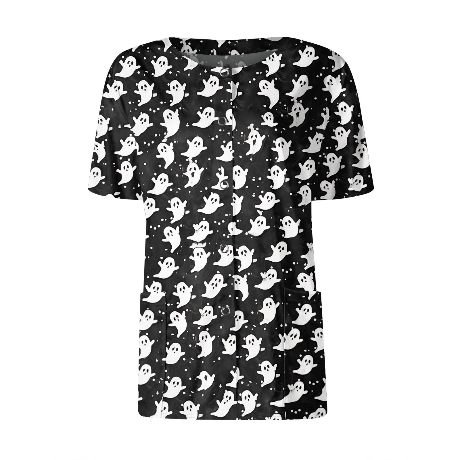 

Женские карманы с короткими рукавами и рисунком, воротник-стойка с рабочим принтом, однобортная защитная одежда, куртка-кардиган, топ XXXL белый