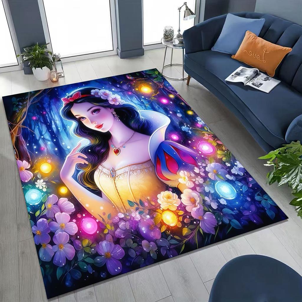 Snow White Princess Cartoon Fairy Tales Rug for Bedroom Living Room Sofa Home Doormat Decor, Large Kids Play Non-slip Floor Mat