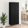 Highboard 2 pcs Black Oak Effect Engineered Wood and Glass