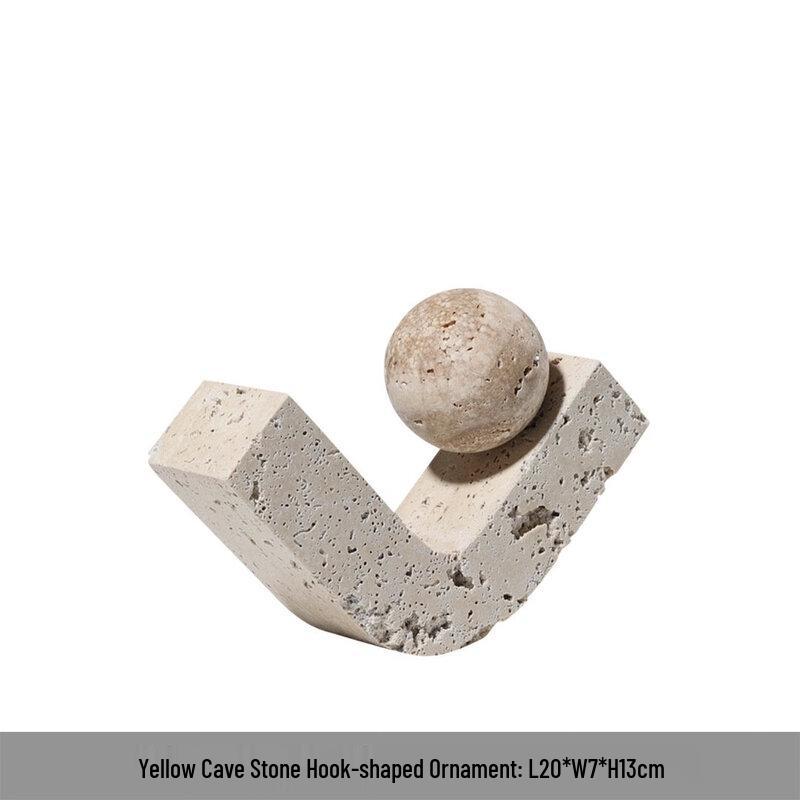 Minimalist Geometric Yellow Travertine Ornament