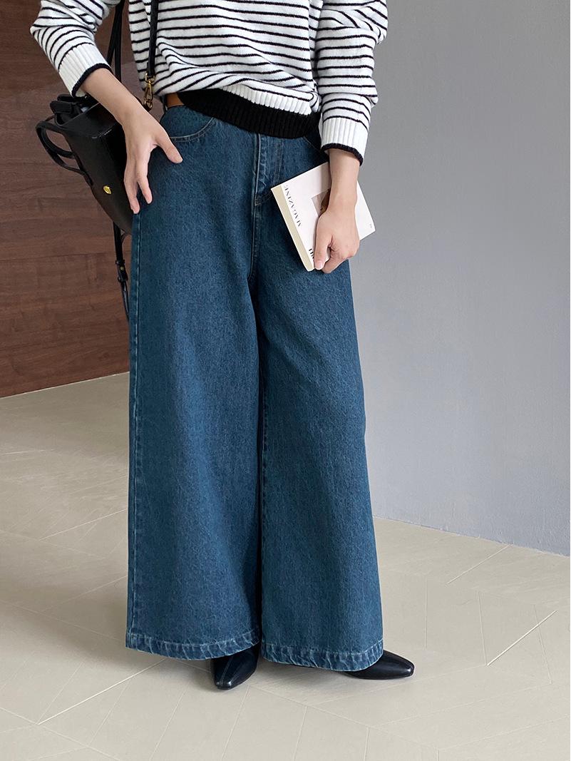 

Джинсы женские Jiangzuo Blue Retro с высокой талией, облегающие, широкие от бедра - Осенняя коллекция 6119 Small