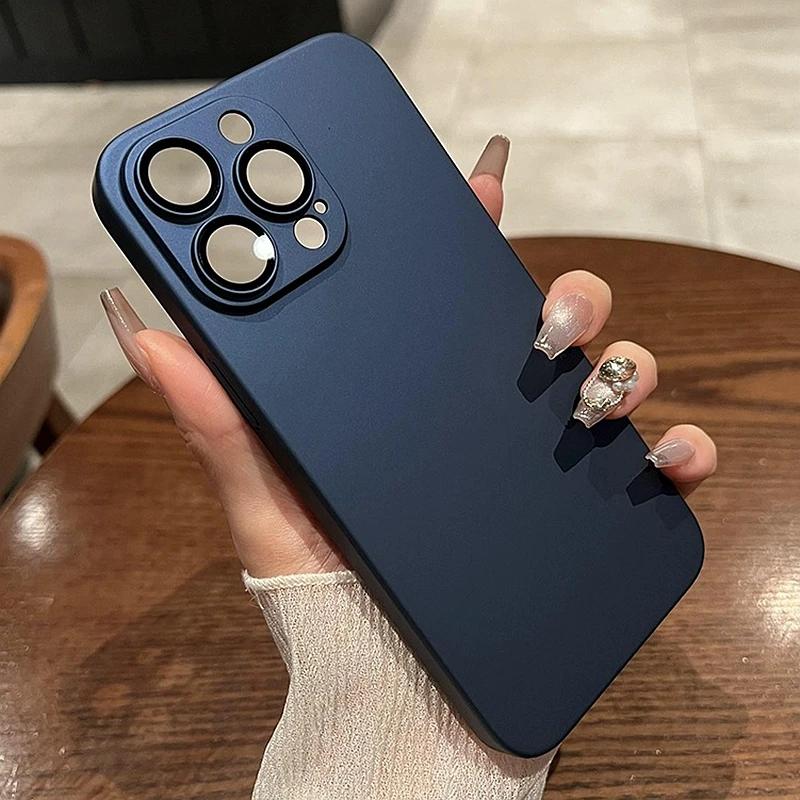 Luxury Original Matte Armor Rugged Phone Case For iPhone 17 16 15 14 13 12 11 17 Pro Max Plus Slim Camera Glass Protection Cover