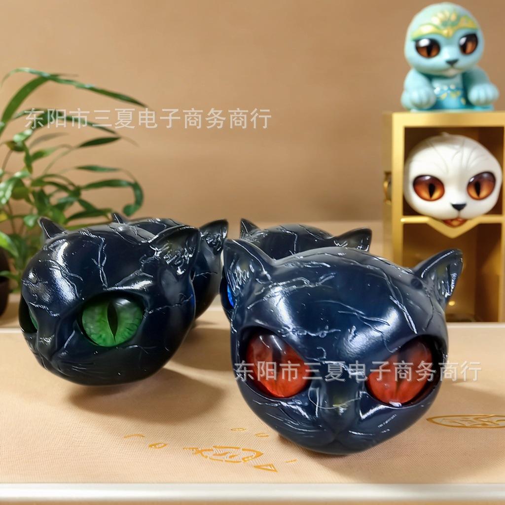 Luxury Black Cat Figurine Decor Multicolor Statue Modern Home Tabletop Art Collectible Exquisite Handcrafted Cat Sculpture Gift