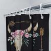 Rustic Bull Skull Shower Curtain Floral Arrow Boho Decor For Bathroom Black Waterproof Fabric Size 72X84 Inches (180*213Cm)