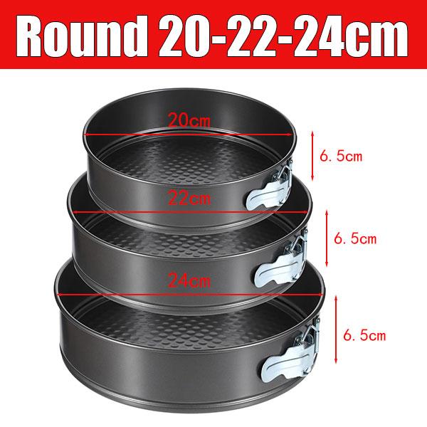 3-teiliges Antihaft-Kuchenbackformen-Set Kohlenstoffstahl Backgeschirr Runde Herz-Quadratische Backformen Käsekuchen Springform Backformen