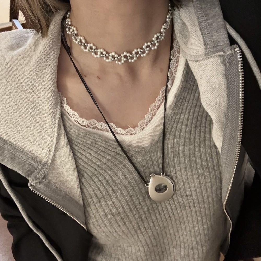 Leather Rope Vase Pendant Necklace Korean-Style Chain Necklaces Fashion Long Sweater Chain