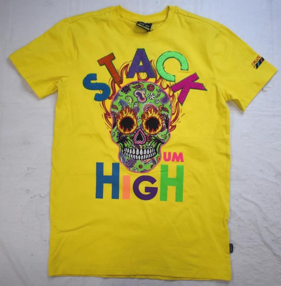 

Create 2mrw Mens Stack Um High Sugar Skull Yellow Shirt NWT Small 4XL