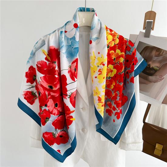 90cm Travel Sunscreen Versatile Large Square Scarf Shawl Headscarf Neck Protection Scarf Decoration For All Seasons