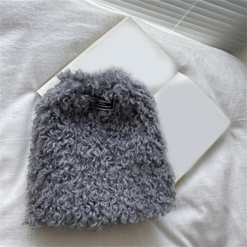 Women Furry Leg Warmers with Letter Label Aesthetic Winter Warm Fuzzy Plush Boot Cuffs Leg Gaiters Socks Streetwear