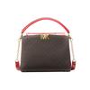New Karlie Cow Leather Kelly Bag, Shoulder Bag, Handbag Women's Dark Brown Red Multicolor 30H1GCDS6E-602