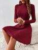 2025 Autumn/Winter Slim Fit Waist-Cinching A-line Long Sleeve Dress