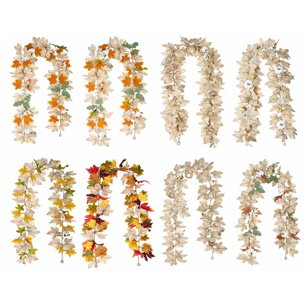Artificial Flowers Artificial Maple Leaf Vine Garland Hanging Plants Thanksgiving Decorations