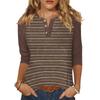 Women's T Shirt Print Button 3/4 Sleeve Daily Weekend Fashion Basic V- Neck Regular Top