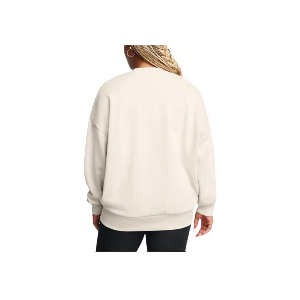 Under Armour Icon Heavyweight Terry Buchstabenprint Bequemer gerippter Rundhals-Pullover Amerikanisches Sweatshirt Damen Sweatshirt Peak-White 1386493-110