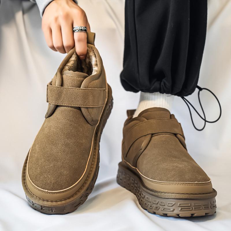 Mens large size soft elastic winter warm cold padded snow boots thick bottom non-slip wear outdoor leisure sports mountaineering cotton boots