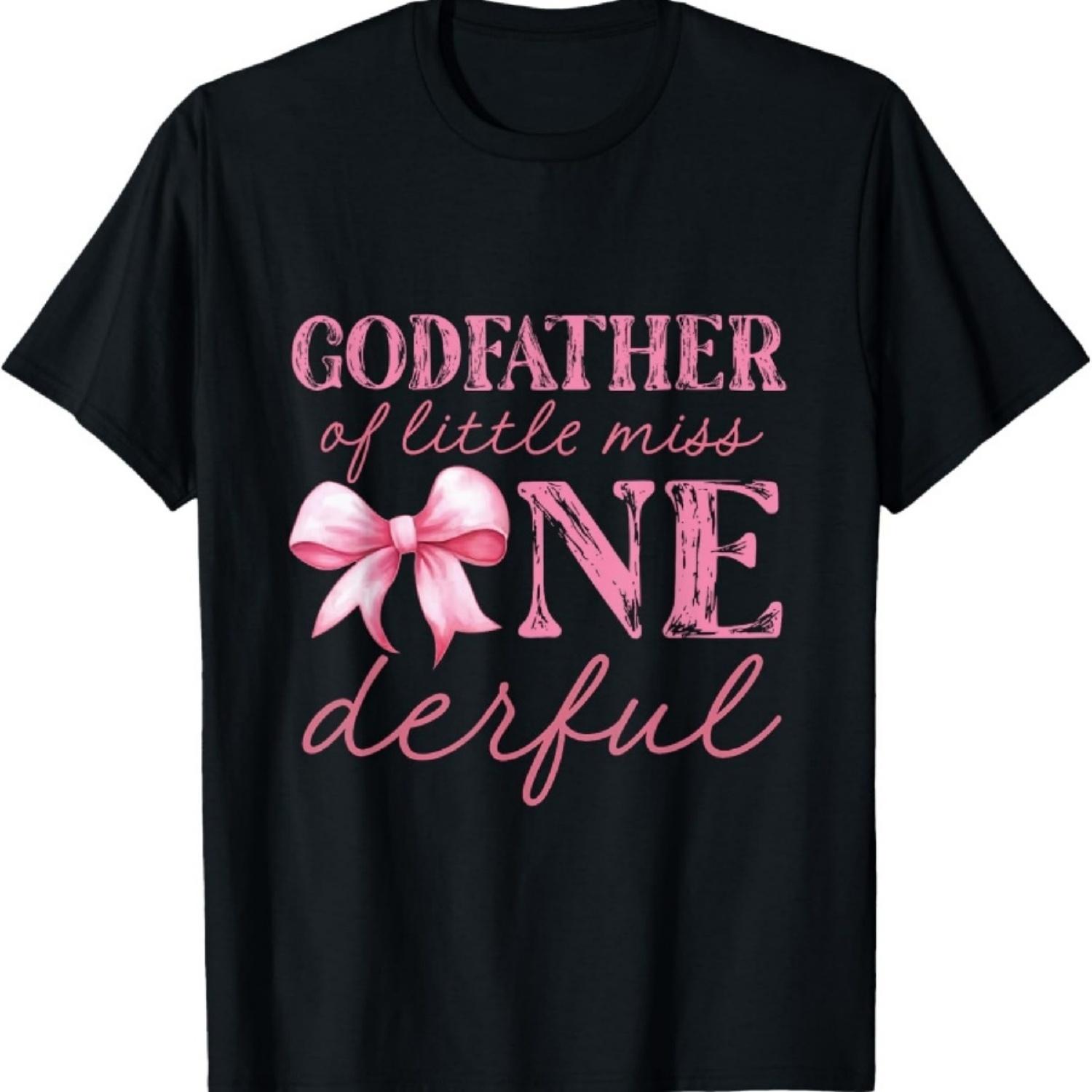 

Godfather of Little Miss Onederful First Birthday Pink Bow T-Shirt XXXXXL чёрный