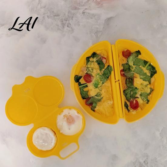 Kitchen Gadgets for Breakfast 2Pcs/Set Egg Poacher Omelet Pan Plastic Non-Stick Microwave Cooker Maker Easy Quick Cooking Clean