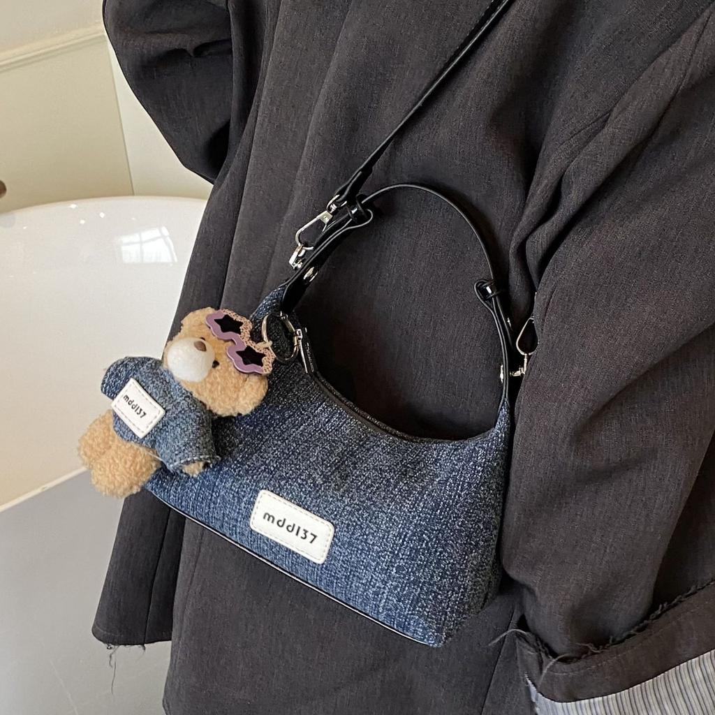 Niche design denim shoulder bag women's 2025 new exquisite fashion dumpling bag versatile casual messenger bag