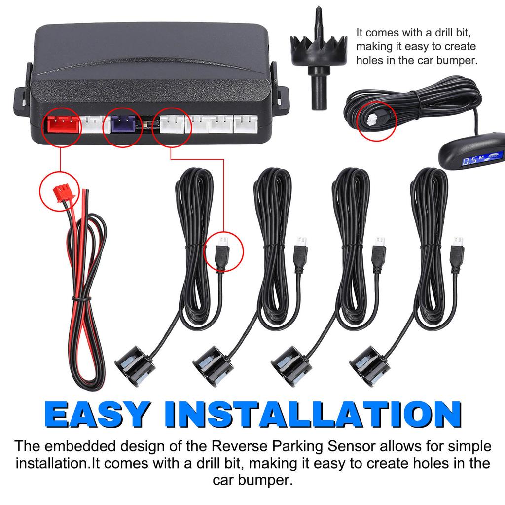 Car Parking Sensor Rear Reversing Radars System with 4 Parking Sensors Distance Detection LCD