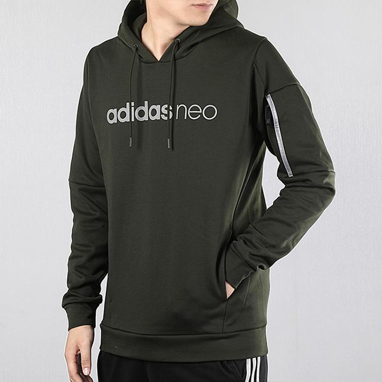 Adidas Neo Casual Sport Pullover Hoodie Men Tops Military-Green FK5810