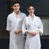 Chef Uniform with Apron Adjustable Waist Strap Unisex V-Neck Crossover Style Chef Jacket Professional Kitchen Workwear