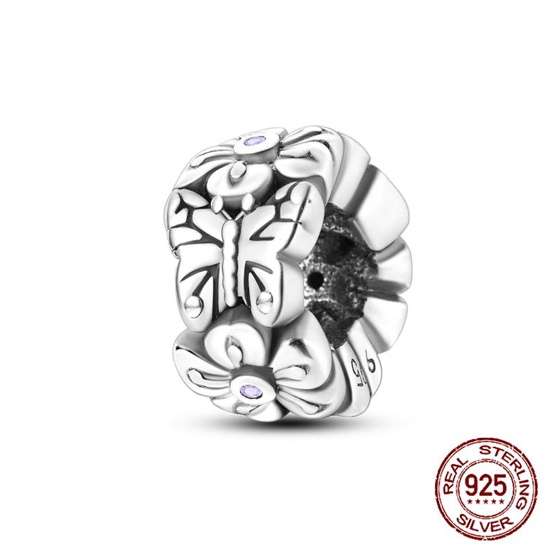 Inlaid Zircon Charm Beads Copper Color Love Heart Snake Dangle Fit Original Bracelet Charms Pendant Jewelry