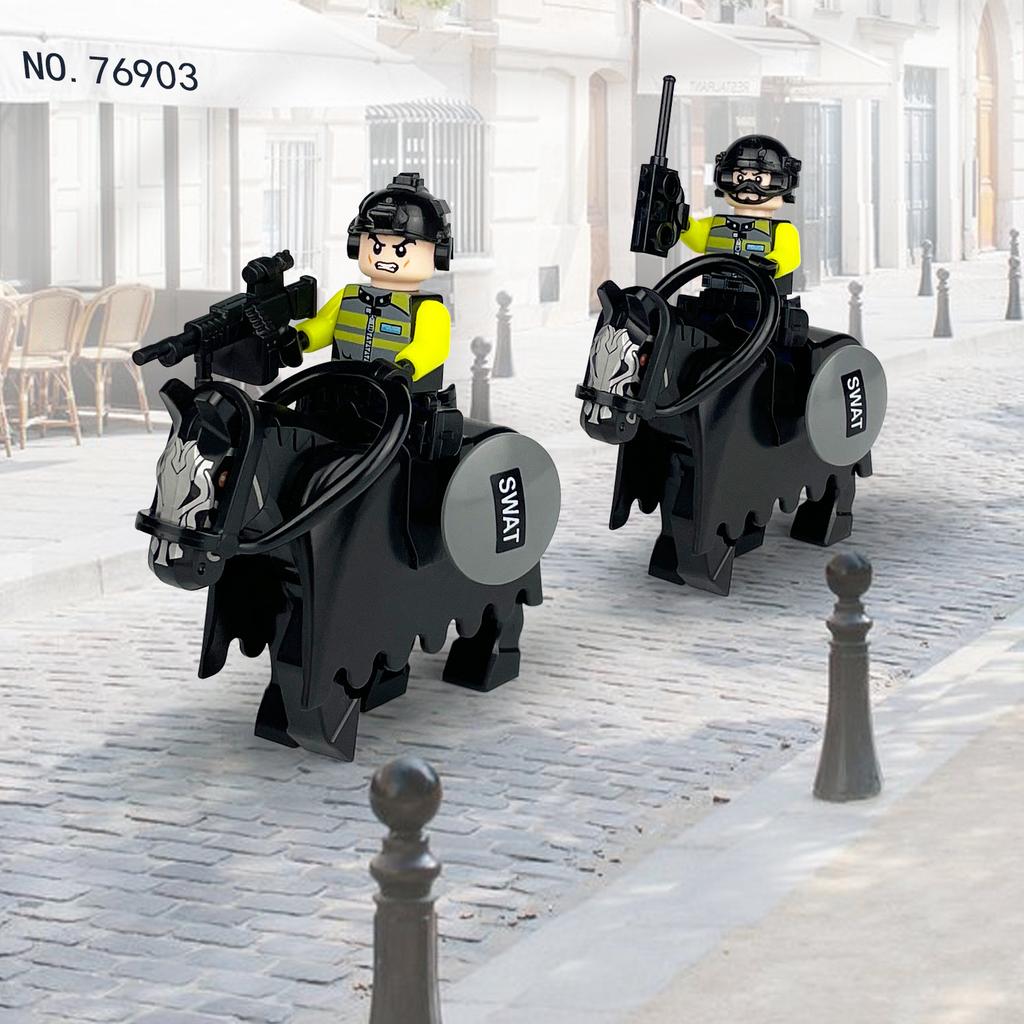 City Series Patrol Police Mounted Police Minifigures Building Blocks Toys