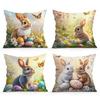 Easter Spring Bunny Cushions Pillowcase Polyester Cushion Cover Throw Pillow Pillowcover Home Car Sofa Decor