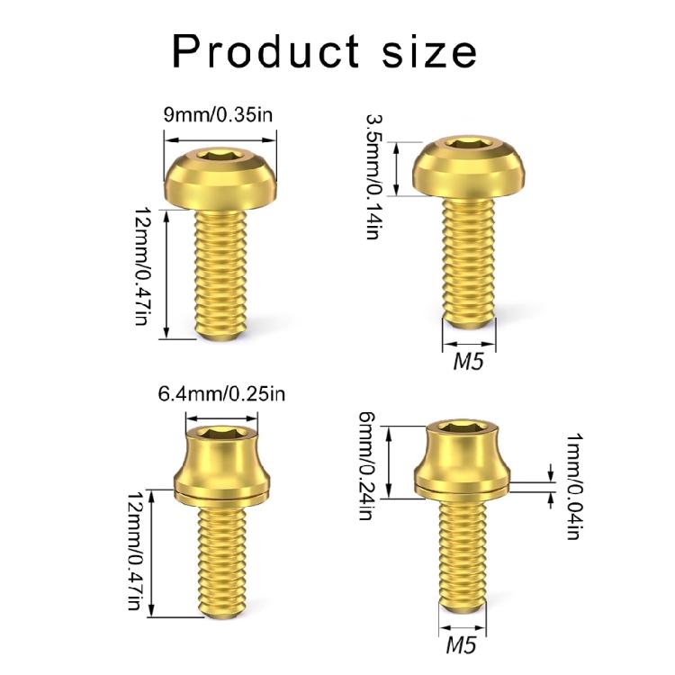 2Pcs Titaniums Alloys Bike Bottle Holder Screw M5x12mm Water Bottle Cage Bolts Hexagon Socket Head Bolts Screws Bike Part