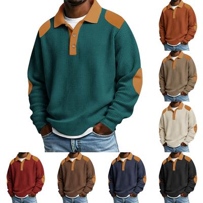 Pull à capuche pour homme, décontracté, sportif, à col polo, à boutons