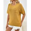 New Spring/Summer Women's Pullover Pocket Home Short Sleeve Solid Color Women's Knitwear