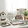 Set of 11 Farmhouse Tiered Tray Set, Rustic Home Tiered Tray Decorations Wooden Signs Farmhouse Tabletop Wood Signs for Kitchen Table Shelf Decor
