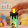 Electronic Candle Light, Fun Halloween Spooky LED Candle, 3-Color Flickering Realistic Flame Safe Battery Light for Party Decor Desktop Ornament
