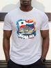 Unisex's Panama Flag & Cityscape Graphic T-Shirt - Vibrant Geometric Print Short Sleeve Tee