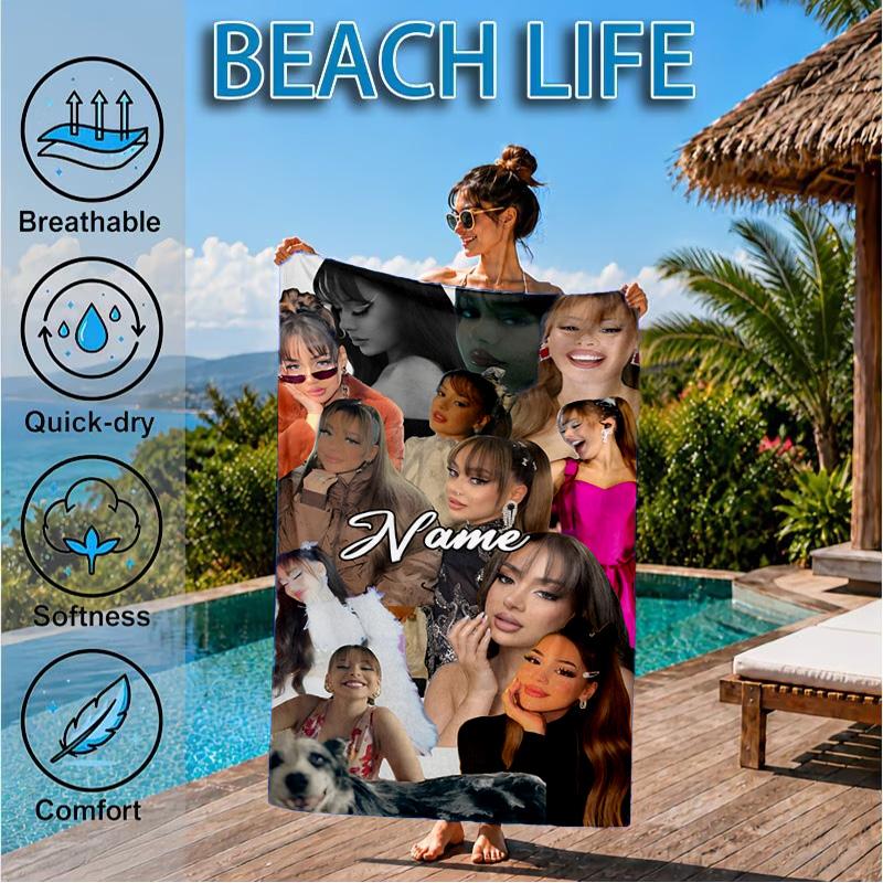 Custom Name Fashionable Ayli-va Heart In Space Adventure Microfiber Beach Towel, Lightweight for Summer Travel, Swimming Pool Fan Gift
