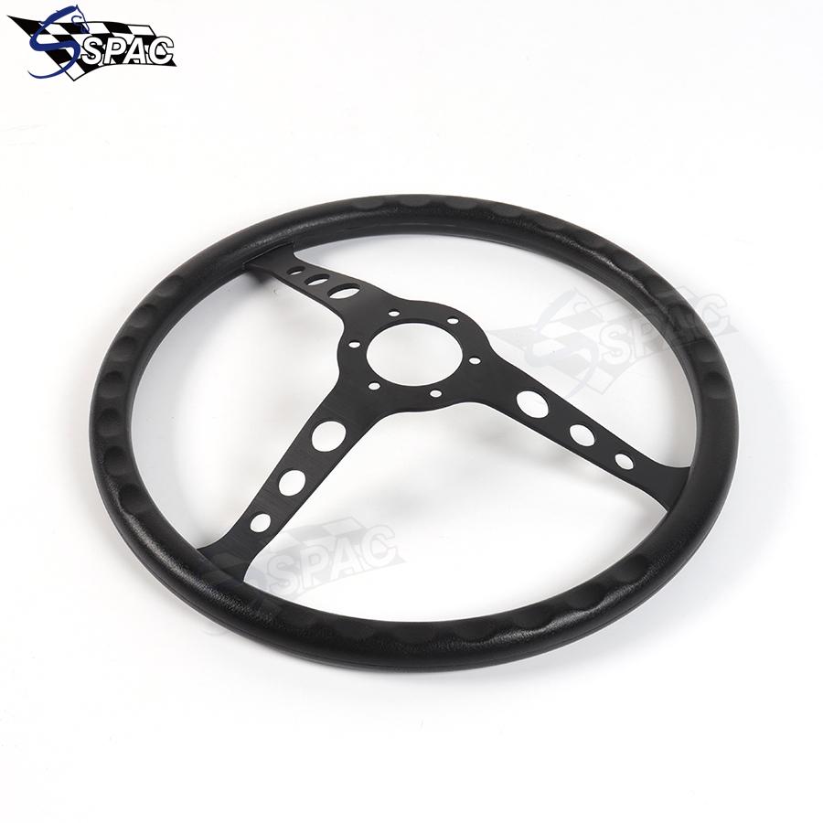15inch Black PU Steering Wheel 380MM Vintage Sports Car PU Steering Wheel