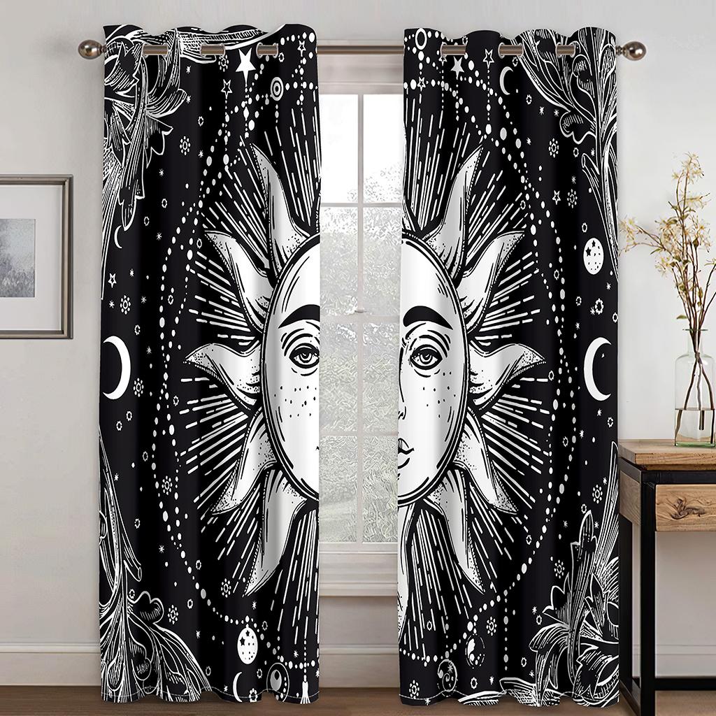 Verdunkelungsvorhang für Schlafzimmer, schwarz, für Wohnzimmer, Verdunkelungsvorhang, böhmische Vorhänge, Dekor(2Platten) Vorhänge für den Saal