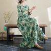 2025 New Floral Vacation Style Travel Round Neck Vintage Dresses