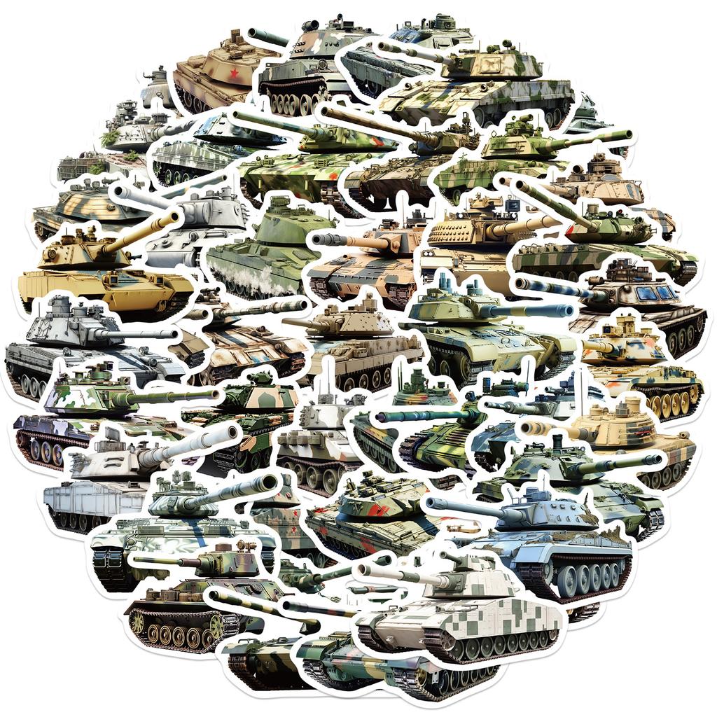 50 Cartoon Tank Graffiti Stickers Decorative Guitar Notebook Suitcase DIY Waterproof Stickers