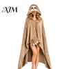 Tier-Themen-Decke Tragbarer Hoodie, Übergröße Fleece-Sweatshirt für Erwachsene Halloween-Kostüm Schal Nachtwäsche, Cosplay Plüsch Kapuzen-Umhang Korallenfarbener Hoodie