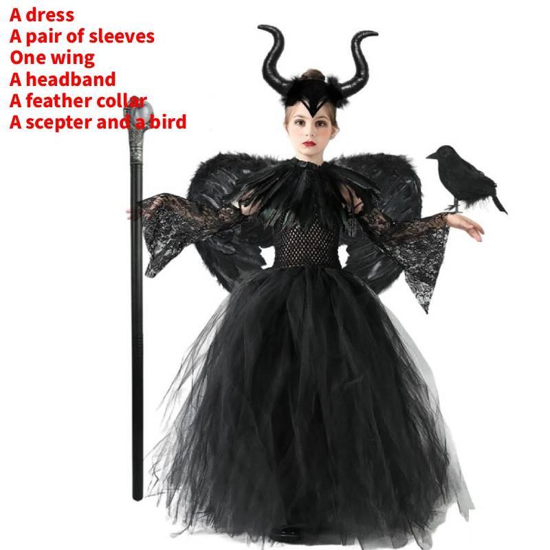 Cosplay Maleficent Childrens Costumes Halloween Stage And Themed Party Up Dress
