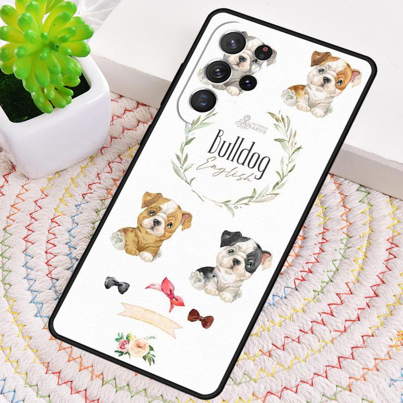British English Bulldog Soft Phone Case for Samsung Galaxy Note 10 Pro S26 Ultra S23 S24 FE S25 S21 S22 PLUS Shockproof Cove