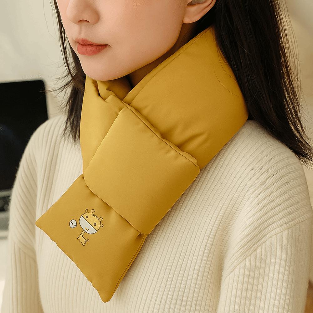 Windproof Down Cotton Scarf Solid Color Thermal Warm Scarf Fashion Winter Cross Scarf  Outdoor