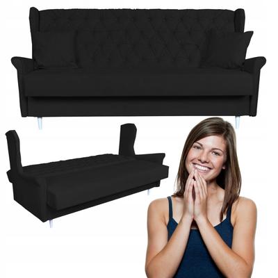 3-seater Sofa Bed with Sleeping Function WELUR Black GAJA