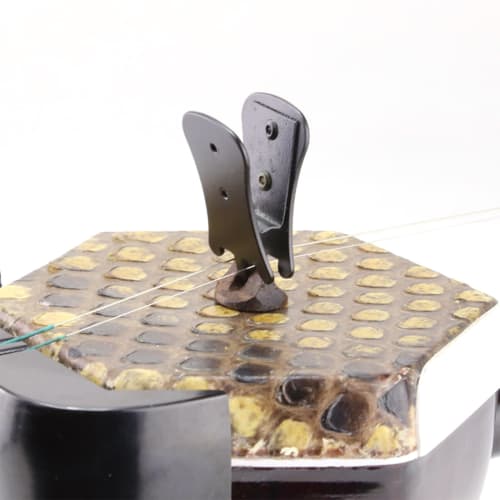 Durable, professional-grade black metal muffler mute for erhu string instruments, music clip included
