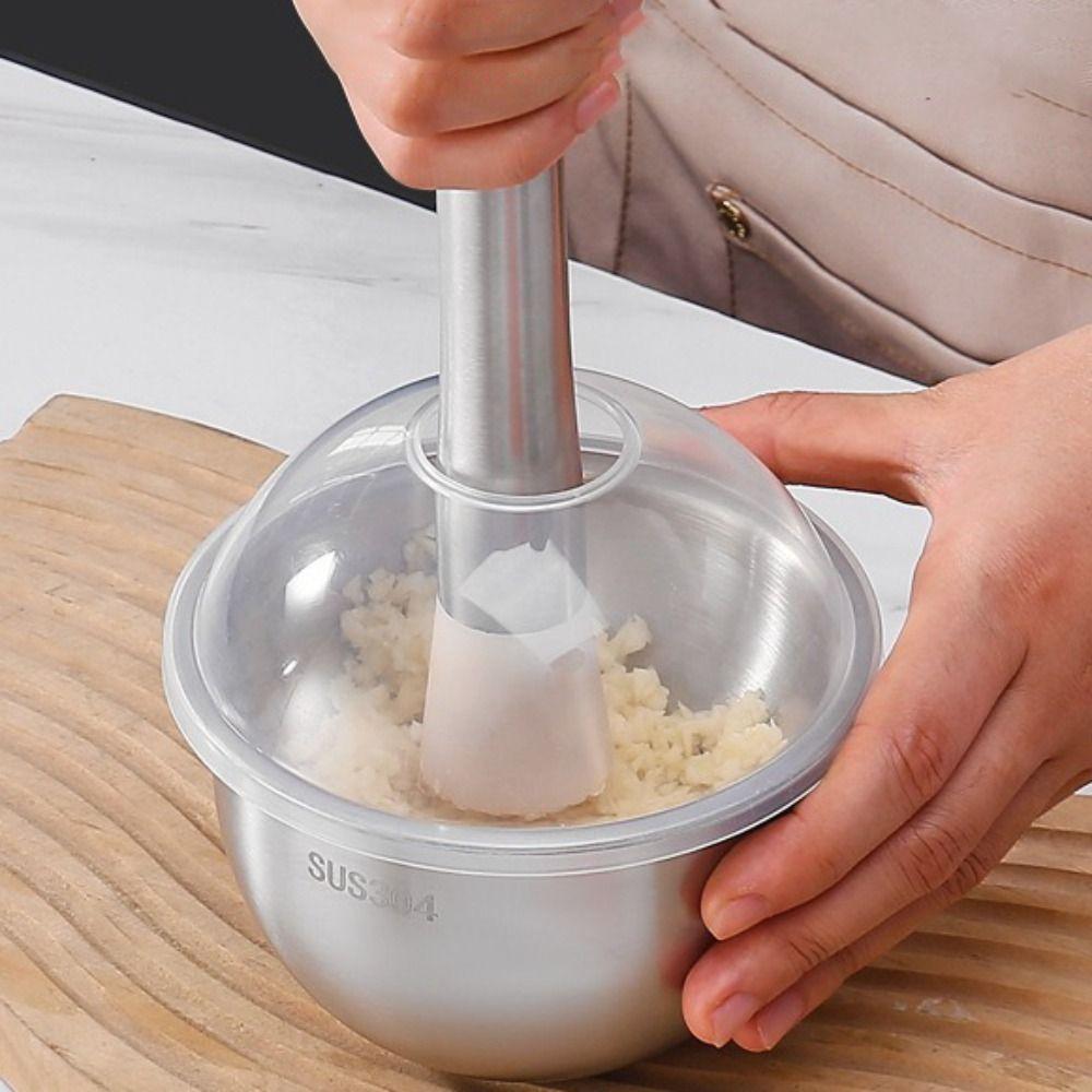 Large Capacity Garlic Masher 304 Stainless Steel Mortar Grinding Bowl Garlic Mashing Pot  Lemon
