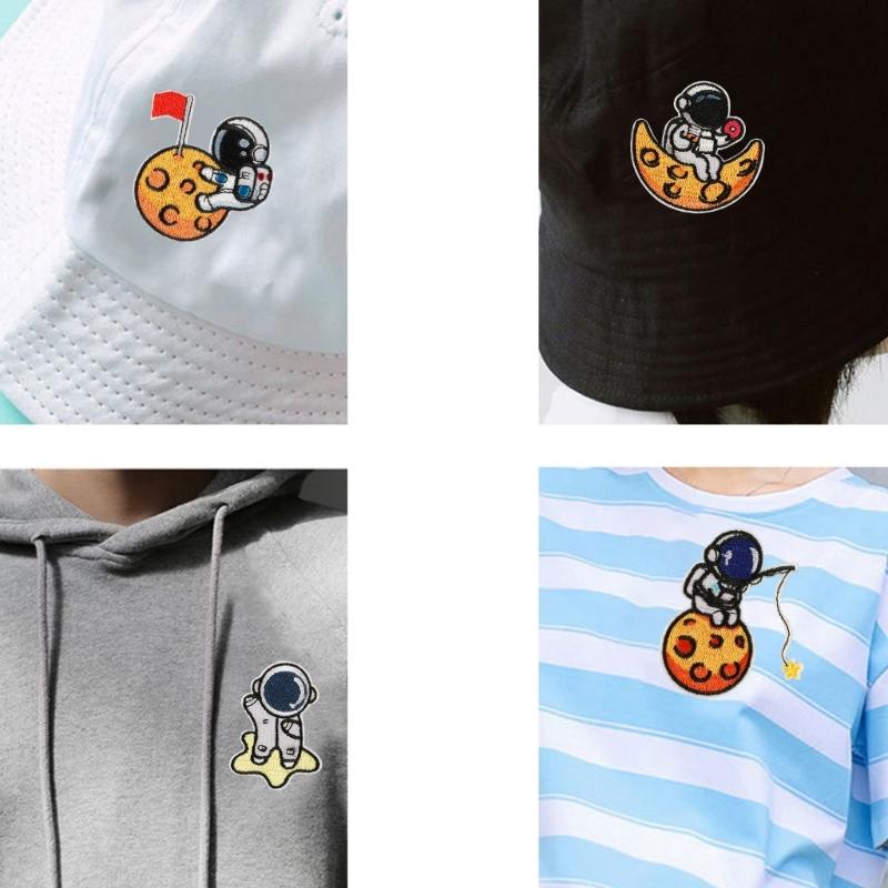 6 Pcs Lovely Repair Patches Iron on Patches Embroidered Patches Astronaut Sew On Decorative Appliques for Clothes Hat