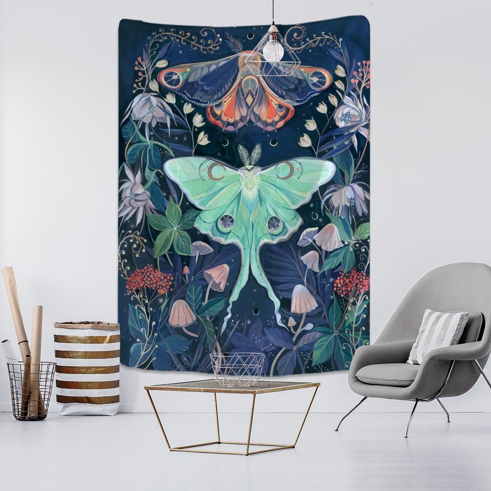 Nordic Psychedelic Butterfly Tapestry Wall Hanging Bohemian Hippie Witchcraft Tarot Science Fiction Room Home Decor