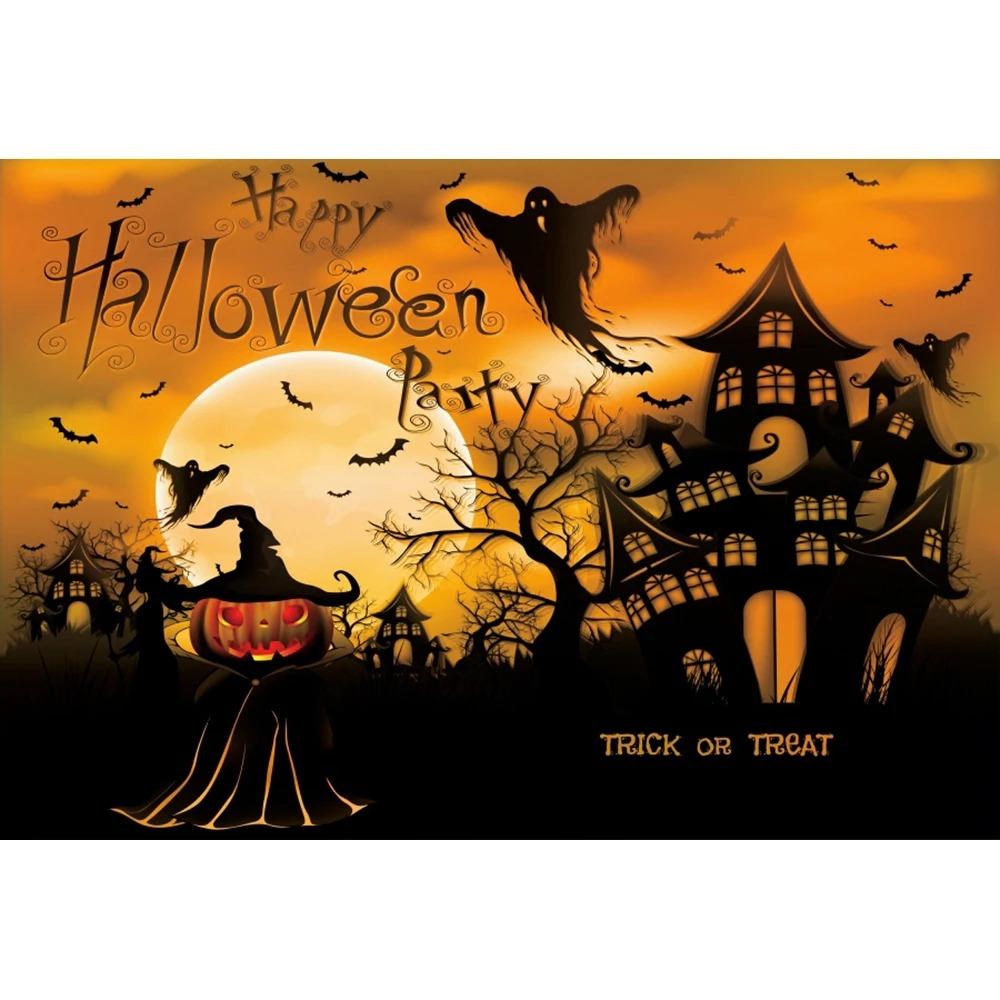 Tapiz de decoración de Halloween, casa embrujada, noche de terror, tumba aterradora, fantasma, calavera, bruja, castillo, fondo, tela, decoración de fiesta